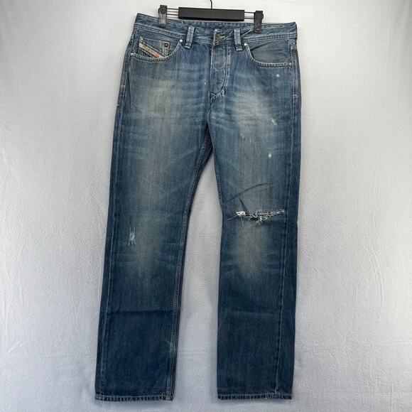 Diesel jeans mens 33x32 Fits 34x33 Blue Larkee Straight Whisker Vintage y2k - Picture 1 of 16